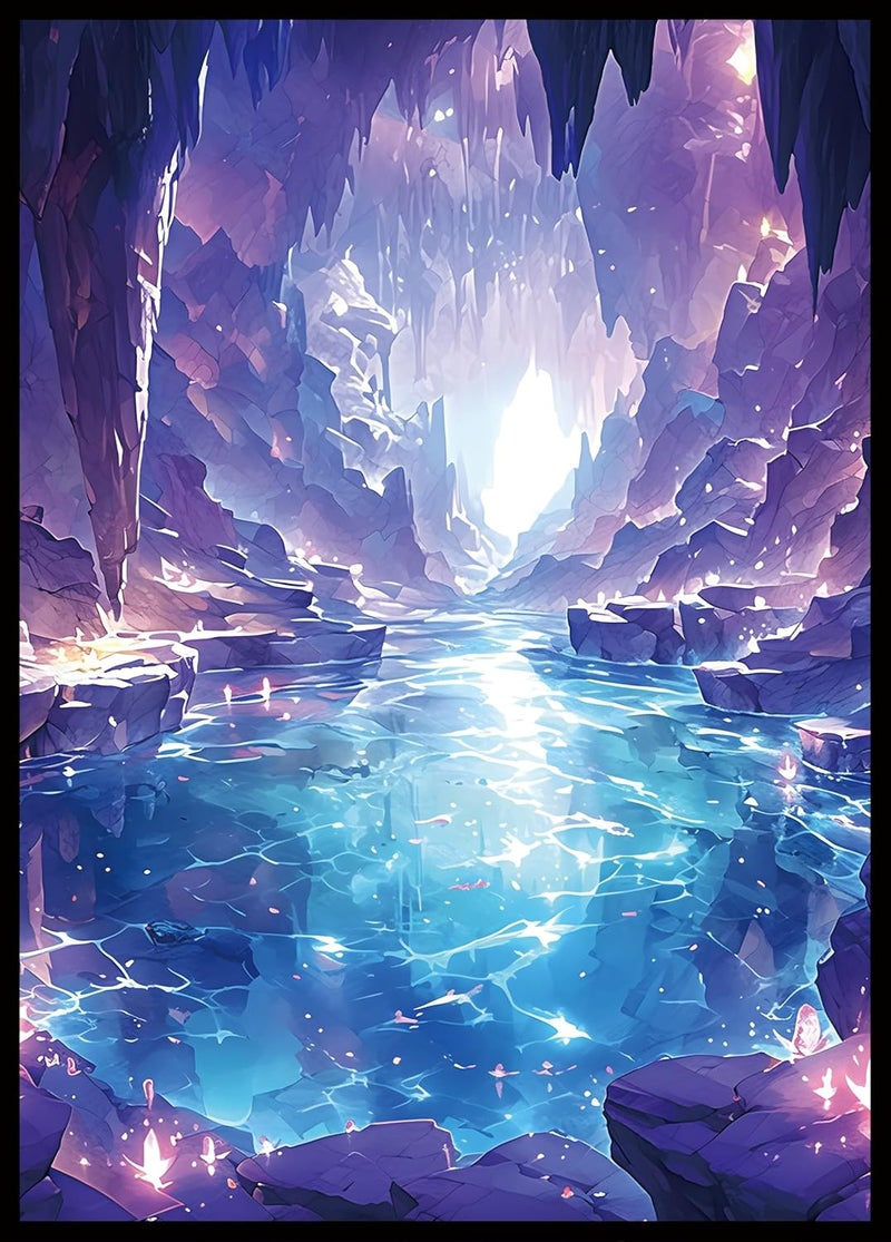 Kiiransr MTG Card Sleeves - Underground Sea(Blue Black) - Fantasy Dual Lands Series - Ultra Clear Front & Matte Finish Back, 100 Count Standard Size TCG Art Sleeves for Magic The Gathering - Image 1